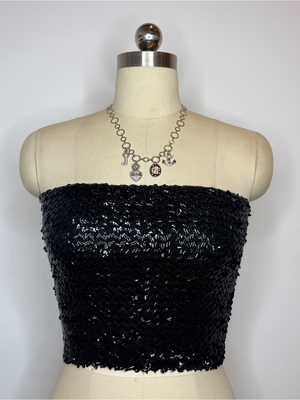 Black sequin tube top